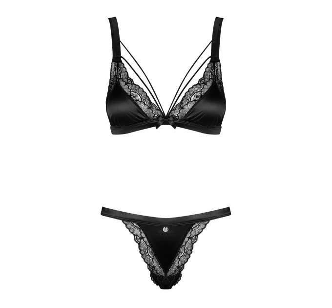 Комплект бюстгальтер и трусики Obsessive Eloissa set Black S/M