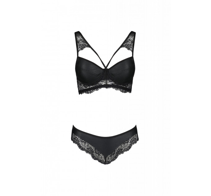 Комплект с ажурными вставками LOONA SET black S/M - Passion