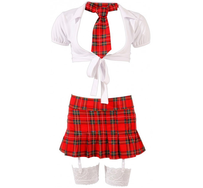 Костюм школьницы в клетку Cottelli Collection Schoolgirl Set с глубоким декольте, M