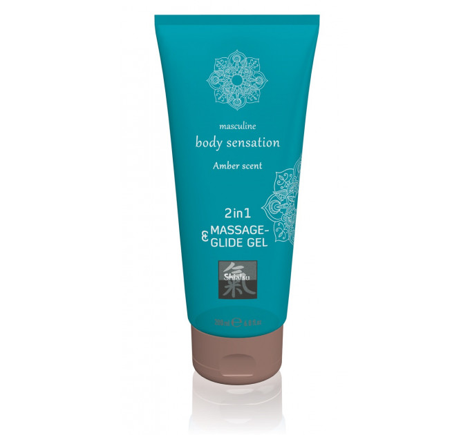 Лубрикант и массажное масло 2 в 1 HOT SHIATSU Massage-& Glide gel 2in1 Amber scent, 200 мл