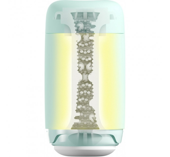 Мастурбатор нереалистичный Tenga Puffy Mint Green, рельефный, мятный, 15 х 4.5 см