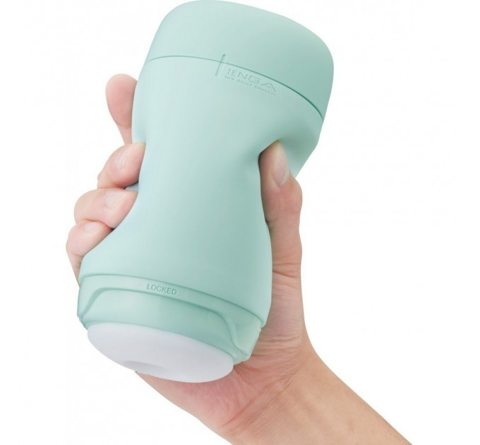 Мастурбатор нереалистичный Tenga Puffy Mint Green, рельефный, мятный, 15 х 4.5 см