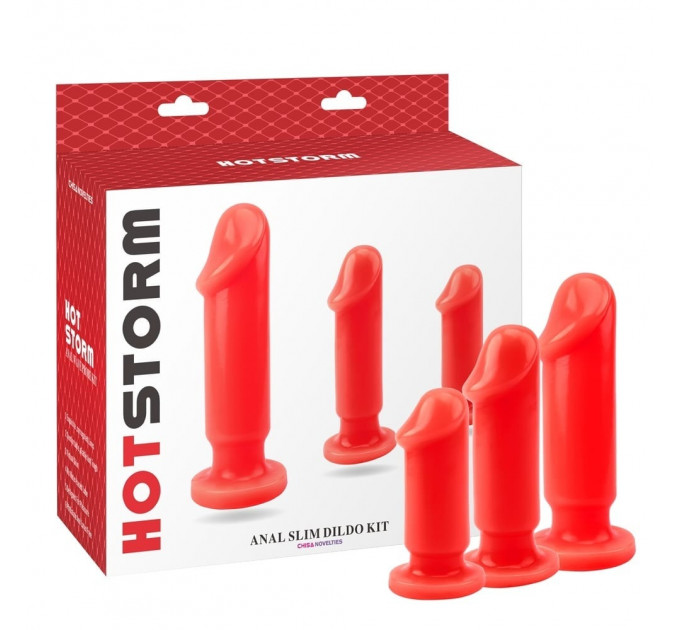 Набор анальных пробок Chisa Hotstorm Anal Slim Dildo Kit с вибропулей в комплекте, красный
