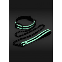 Ошейник с поводком NS Novelties GLO Bondage Collar And Leash Green светящиеся в темноте