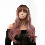 Парик длинный волнистый с челкой Fetish Hair омбре розовый, 65 см