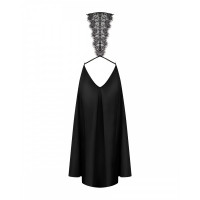 Платье длинное с кружевными элементами по спинке Obsessive Agatya, черное, L/XL
