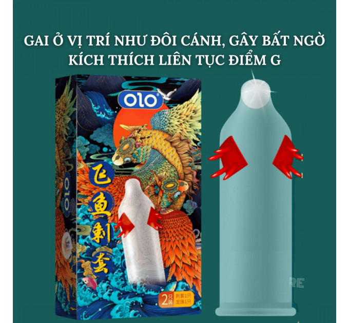Презервативи з вусиками OLO FLYING KOI (у комплекті 1 презерватив + 1 кулька)