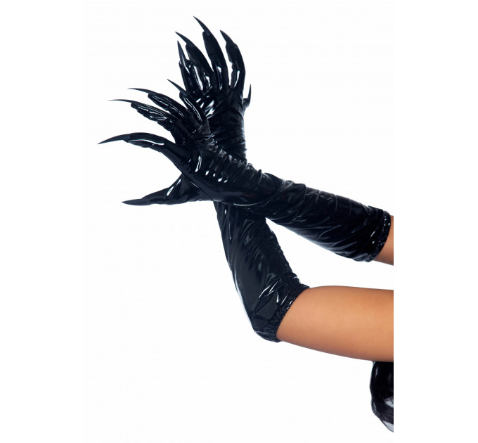 Виниловые перчатки с когтями Leg Avenue Vinyl claw gloves S