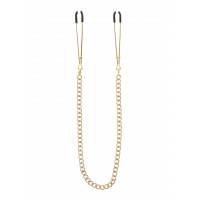 Затискачі на соски з ланцюжком Taboom Nipple Play Tweezers With Chain, золотисті