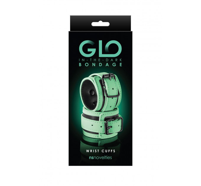 Наручиники, светятся в темноте NS Novelties GLO BONDAGE WRIST CUFF GREEN