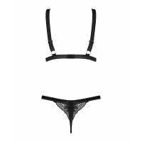 Комплект білизни бюстгальтер та трусики Obsessive Eloissa, чорний, L/XL