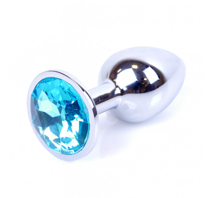 Анальна пробка з каменем Plug-Jewellery Silver PLUG-Light Blue розмір S
