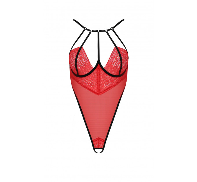 Боди с высоким вырезом бедра, S/M красный Akita Body - Passion Exclusive