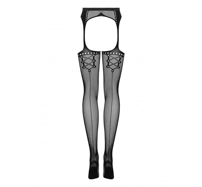 Чулки с поясом Garter stockings S314 czarny S/M/L Obsessive