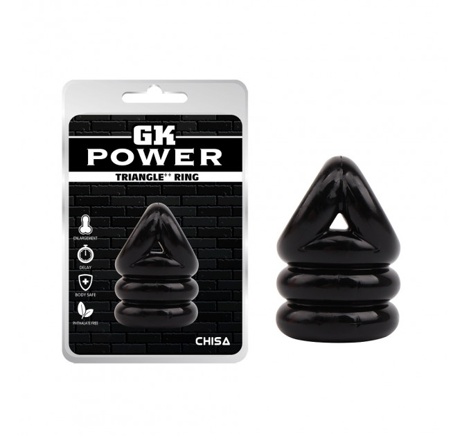 Ерекційне кільце Chisa GK Power Triangle++ Ring з утяжкою на мошонку, чорне