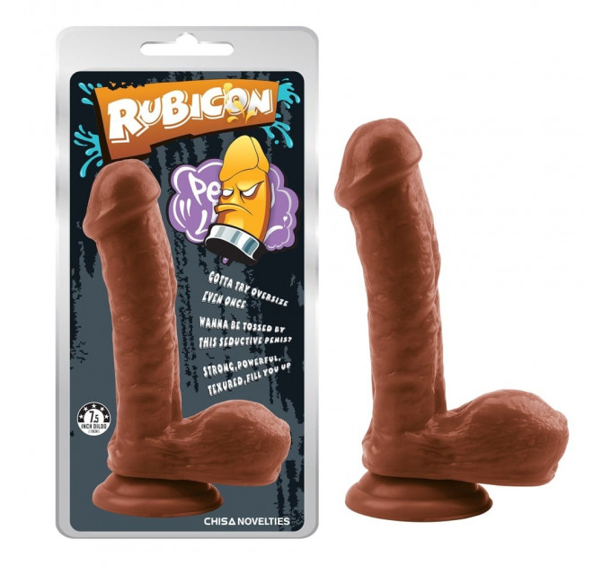 Фаллоимитатор реалистичный на присоске Chisa Rubicon с мошонкой, коричневый