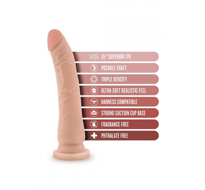 Фалоімітатор реалістичний потрійний щільності Blush Dr. Skin Plus з присоскою, бежевий