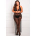 Кружевное платье-халтер и стринги Rene Rofe, черный, XL/2XL