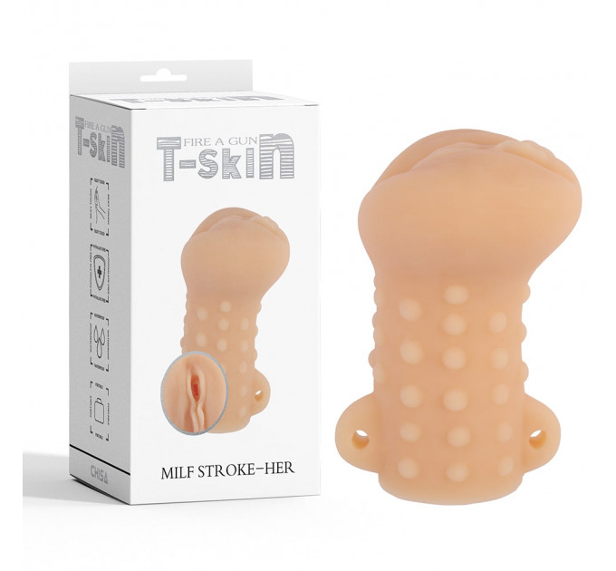 Мастурбатор вагина Chisa T-skin MILF STROKE-HER с петлями под пальцы, бежевый