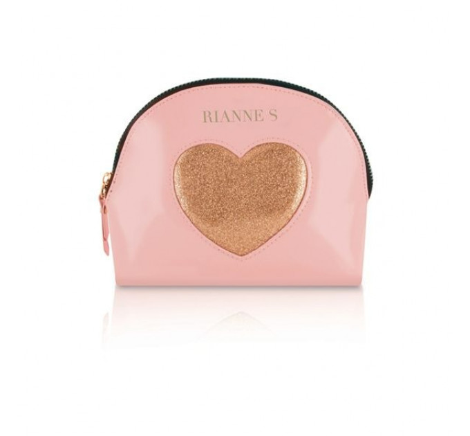 Набор в сумочке вибратор-помадка, перышко и маска Rianne S Essentials Kit d'Amour Roze/Goud