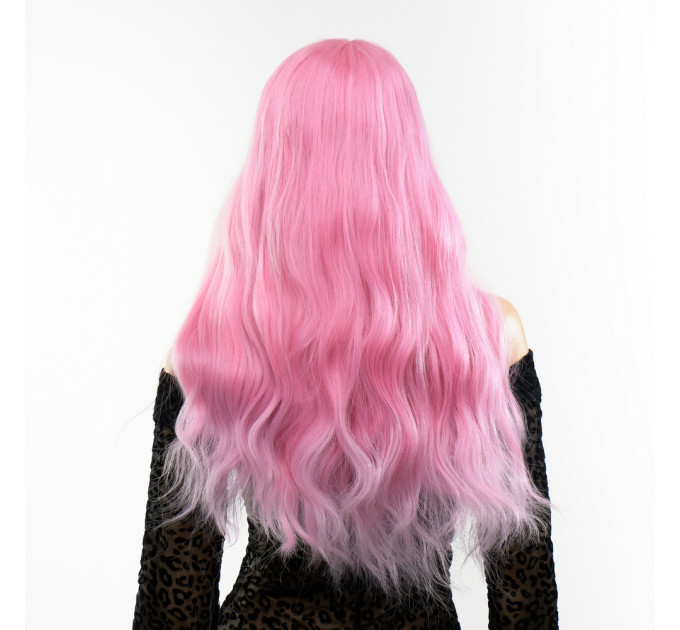 Парик длинный волнистый с челкой Fetish Hair розовый, 60 см