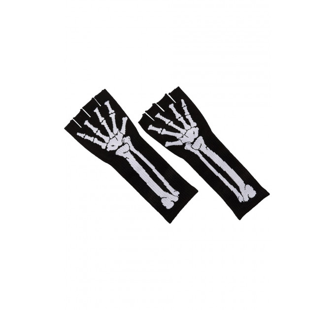 Рукавички без пальців Leg Avenue Skeleton Fingerless Gloves, чорні, O/S
