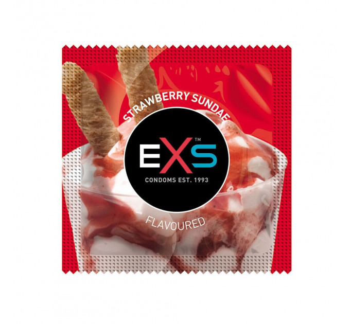 Презервативи зі смаком полуниці EXS Flavoured Strawberry Sundae веганські (ціна за 5 шт.)