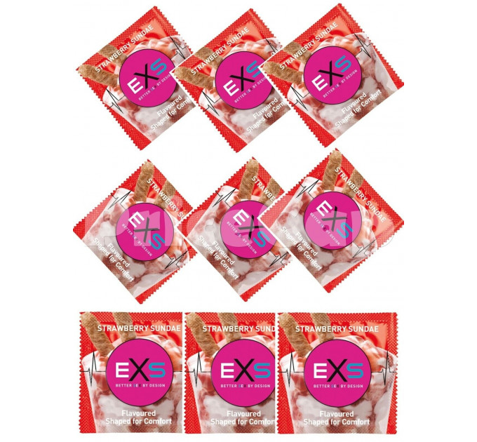 Презервативи зі смаком полуниці EXS Flavoured Strawberry Sundae веганські (ціна за 5 шт.)