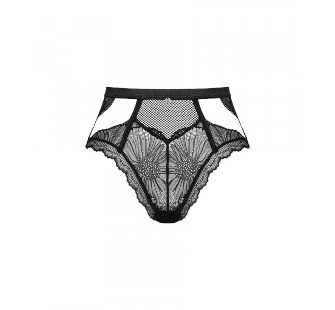 Трусики кружевные Obsessive Mibelia с цветочным узором, черный, XS/S