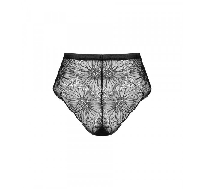 Трусики кружевные Obsessive Mibelia с цветочным узором, черный, XS/S