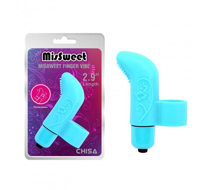 Вибратор на палец с рельефом Chisa MisSweet Finger Vibe, голубой