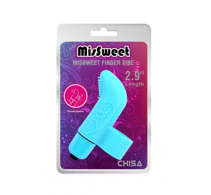 Вибратор на палец с рельефом Chisa MisSweet Finger Vibe, голубой