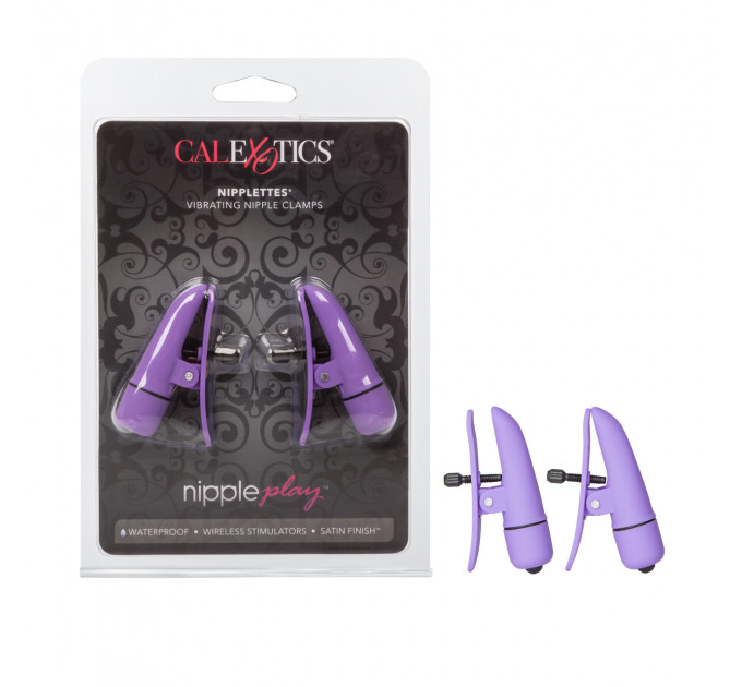 Зажимы на соски с вибрацией California Exotic Novelties, фиолетовые, 7 см