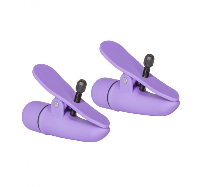 Зажимы на соски с вибрацией California Exotic Novelties, фиолетовые, 7 см