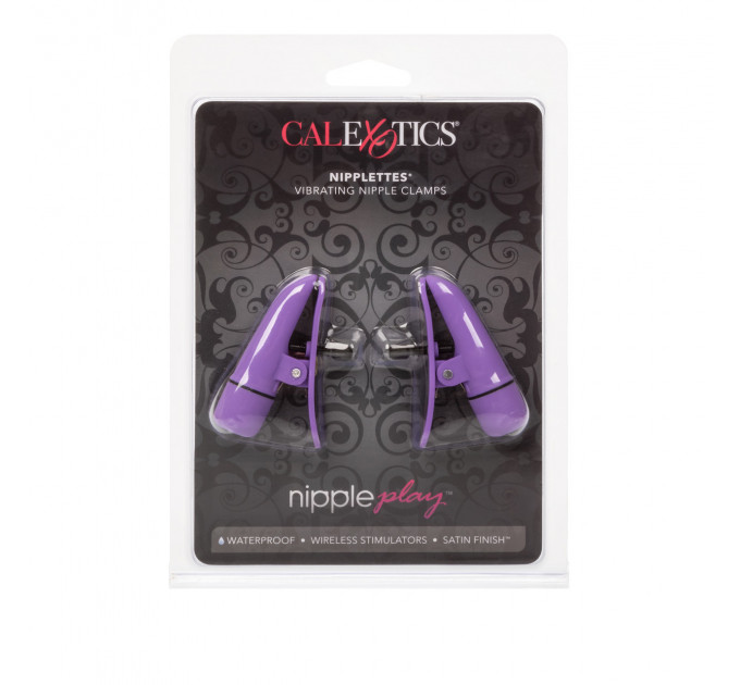 Зажимы на соски с вибрацией California Exotic Novelties, фиолетовые, 7 см