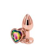 Анальна пробка REAR ASSETS ROSE GOLD HEART RAINBOW, s