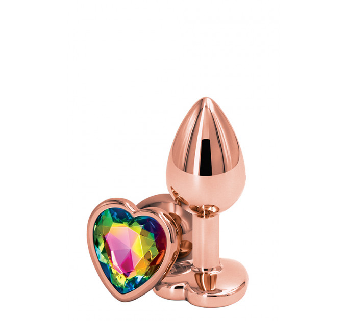 Анальна пробка REAR ASSETS ROSE GOLD HEART RAINBOW, s