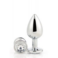 Dt21786 анальна пробка з каменем GLEAMING LOVE SILVER PLUG MEDIUM