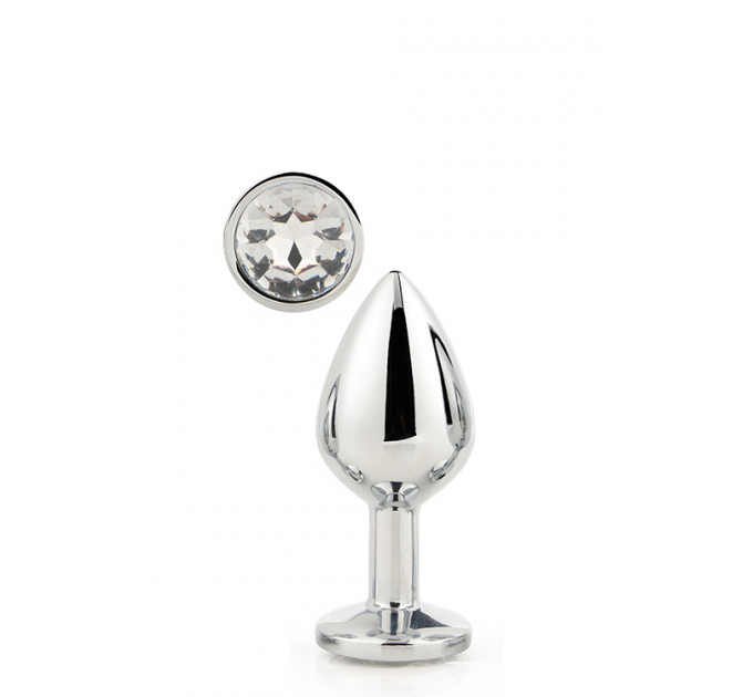 DT21786 Анальная пробка с камнем GLEAMING LOVE SILVER PLUG MEDIUM