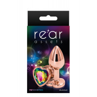 Анальна пробка REAR ASSETS ROSE GOLD HEART RAINBOW, s