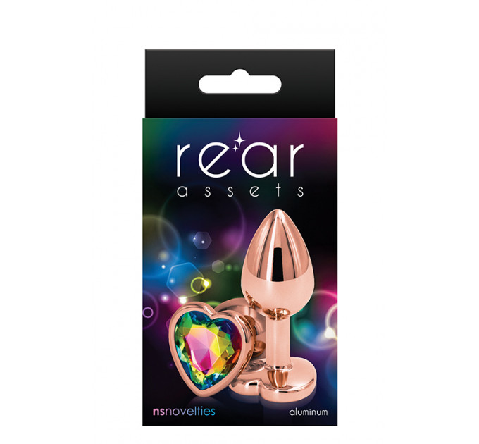 Анальна пробка REAR ASSETS ROSE GOLD HEART RAINBOW, s