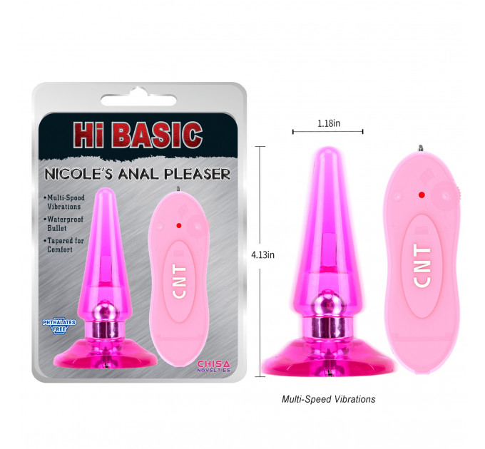Анальная пробка с вибрацией и пультом Chisa-Nicole's Vibrating Anal Pleaser-Pink