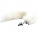 Анальна пробка штучне хутро DS Fetish Anal plug faux fur fox tail white polyeste