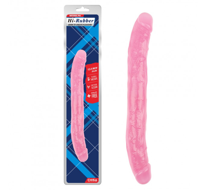 Фаллоимитатор двухсторонний розовый Chisa Hi-Rubber 32,5 см *3,5 см