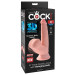 Фаллоимитатор реалистичный на присоске King Cock с подвижной мошонкой, бежевый