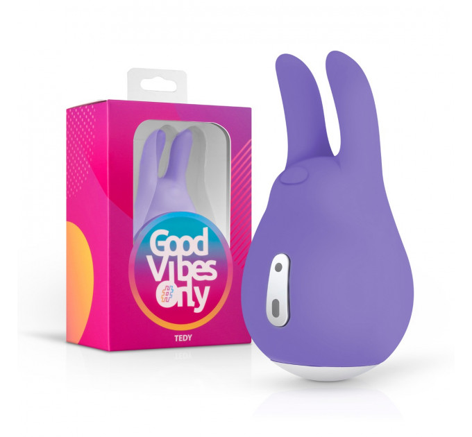 Вибратор для клитора с ушками Tedy Good Vibes Only, силиконовый, фиолетовый, 9.5 см