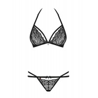 Комплект мереживної білизни Obsessive 838, чорний, S/M