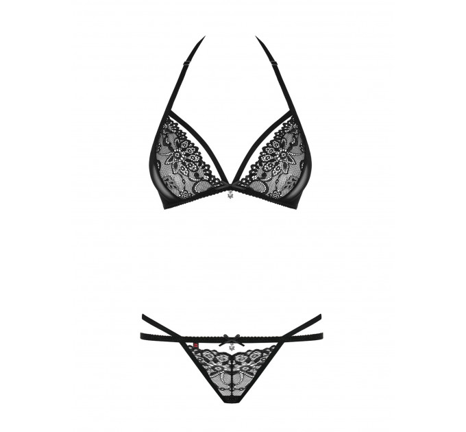 Комплект кружевного белья Obsessive 838, черный, S/M