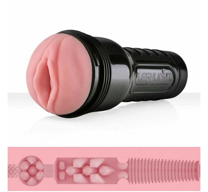 Мастурбатор вагина в колбе Pink Lady Destroya Fleshlight, рельефный, киберкожа, бежевый