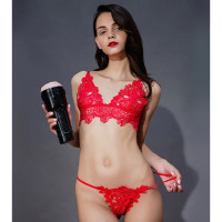 Мастурбатор вагіну в колбі Pink Lady Destroya Fleshlight, рельєфний, кібершкіра, бежевий